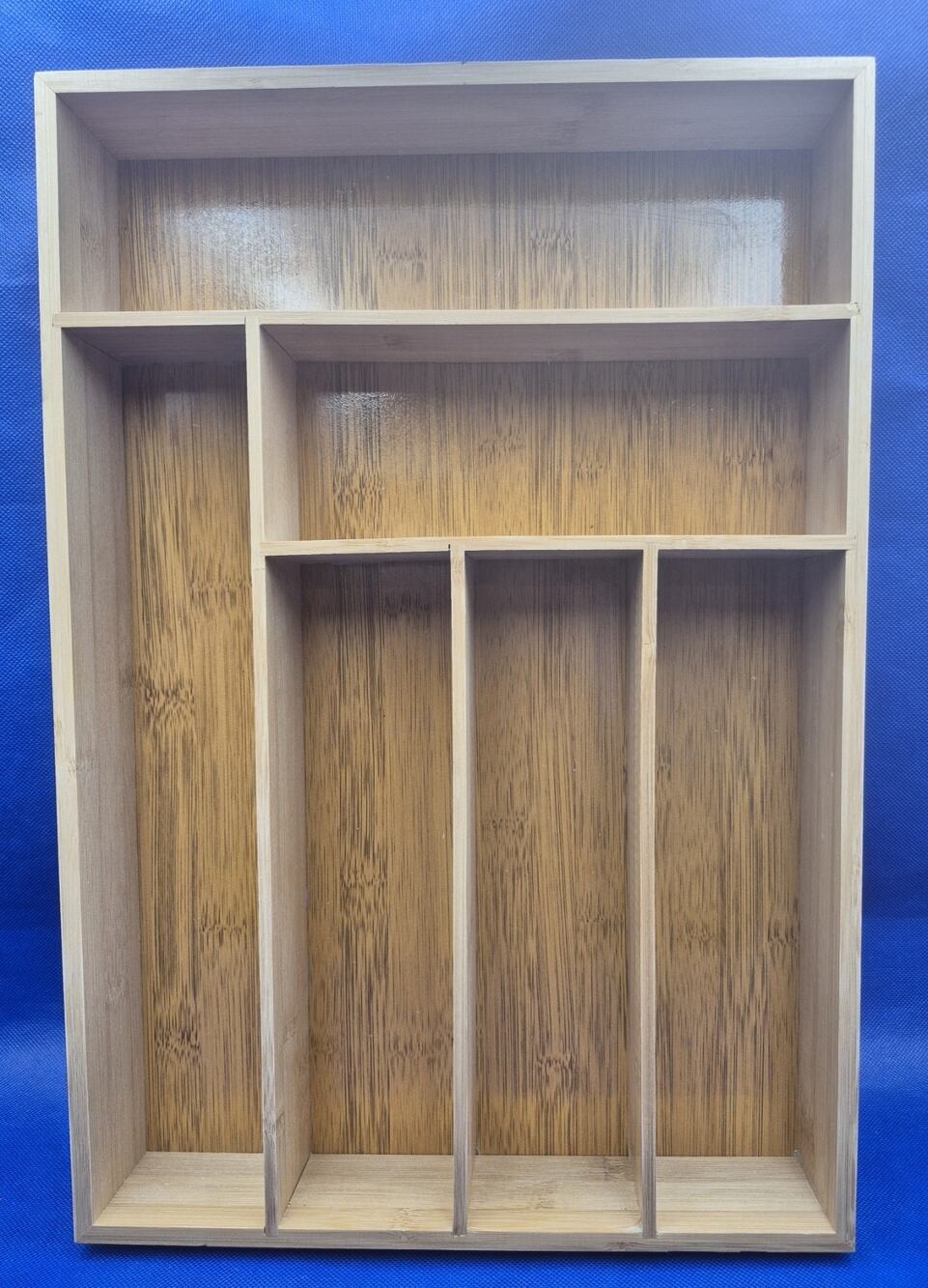 Wood Kitchen or Desk Drawer Organizer 6 Sections 17.5x12x2.5"